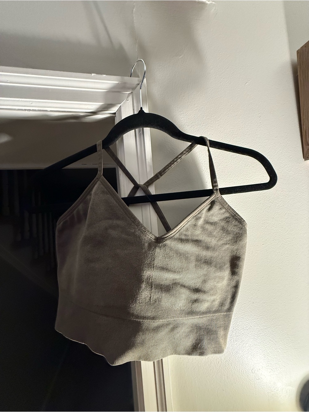 JoyLab Light Olive Ribbed Strappy Cropped Cami
